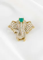 Green Antique Gold Plated Diamond Brooch- BRO002800