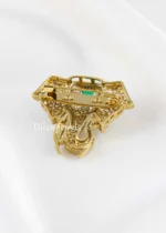 Green Antique Gold Plated Diamond Brooch- BRO002800 - Image 3