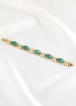 Green Antique Gold Plated Kundan Bracelet- BRA002862 - Image 3