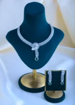 Green Chic Necklace Set (Silver) NEC000832