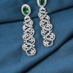 Green Cocktail Danglers (Silver) EAR000733