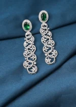 Green Cocktail Danglers (Silver) EAR000733