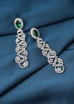 Green Cocktail Danglers (Silver) EAR000733 - Image 2