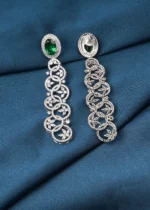 Green Cocktail Danglers (Silver) EAR000733 - Image 3