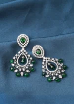 Green Danglers (Silver) EAR000708 - Image 2