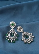 Green Danglers (Silver) EAR000708 - Image 3