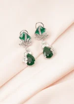 Green Drop Earrings (Silver) EAR000755
