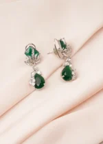 Green Drop Earrings (Silver) EAR000755 - Image 2