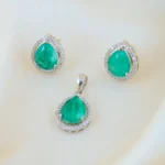 Green Drop Locket Set (Silver) PSET01468