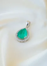 Green Drop Locket Set (Silver) PSET01468 - Image 2