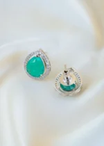 Green Drop Locket Set (Silver) PSET01468 - Image 3