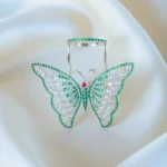Green Flying Butterfly Ring (Silver) RING01386