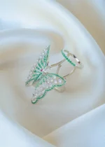 Green Flying Butterfly Ring (Silver) RING01386 - Image 2