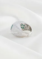 Green Gemstone Diamond Ring (Silver) RING02425 - Image 3