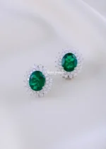 Green Glitz Classic Studs (925 Silver) EAR002230 - Image 2