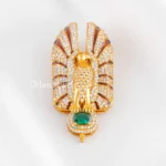 Green Gold Plated Diamond Brooch- BRO002801