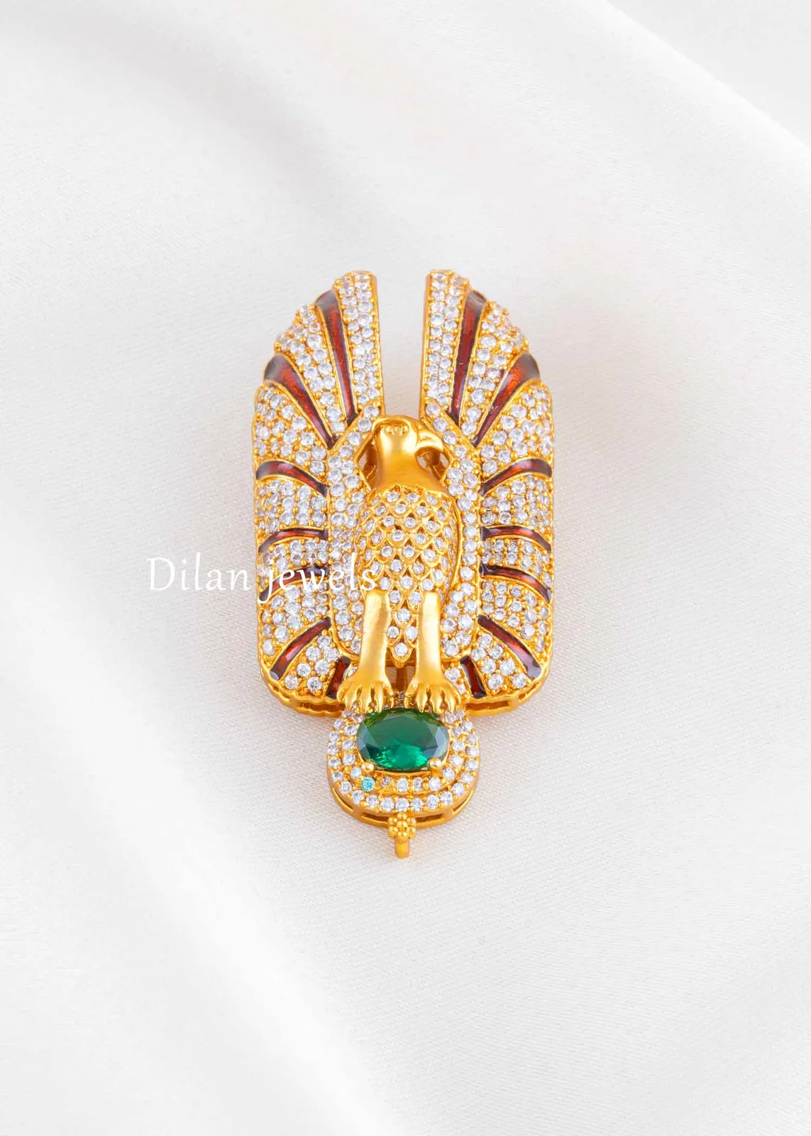Green-Gold-Plated-Diamond-Brooches-BRO002801 Green Gold Plated Diamond Brooch- BRO002801 - Image 1
