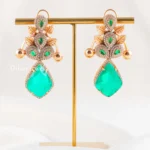 Green Gold Plated Diamond Earrings- EAR002870