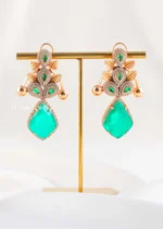 Green Gold Plated Diamond Earrings- EAR002870