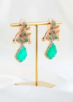 Green Gold Plated Diamond Earrings- EAR002870 - Image 2