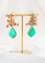 Green Gold Plated Diamond Earrings- EAR002870 - Image 3