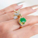 Green Gold Plated Diamond Ring- RING02825