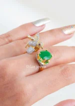 Green Gold Plated Diamond Ring- RING02825