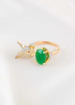 Green Gold Plated Diamond Ring- RING02825 - Image 2