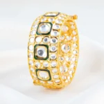 Green Gold Plated Kundan Bracelet- BRA002902