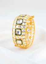 Green Gold Plated Kundan Bracelet- BRA002902