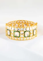 Green Gold Plated Kundan Bracelet- BRA002902 - Image 2