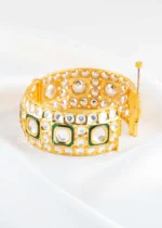 Green Gold Plated Kundan Bracelet- BRA002902 - Image 3