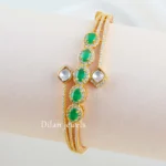 Green Gold Plated Kundan, Diamond Bracelet- BRA002787
