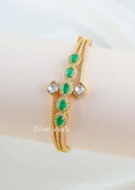 Green Gold Plated Kundan, Diamond Bracelet- BRA002787