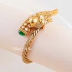 Green Gold Plated Kundan, Diamond Bracelet- BRA002789
