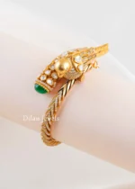 Green Gold Plated Kundan, Diamond Bracelet- BRA002789
