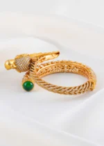 Green Gold Plated Kundan, Diamond Bracelet- BRA002789 - Image 2