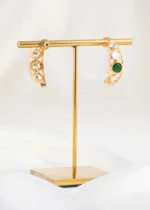 Green Gold Plated Kundan Earrings- EAR002840 - Image 3