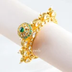 Green Gold Plated Kundan, Traditional Bracelet- BRA002905