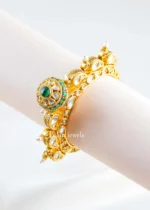 Green Gold Plated Kundan, Traditional Bracelet- BRA002905