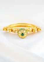 Green Gold Plated Kundan, Traditional Bracelet- BRA002905 - Image 2