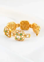 Green Gold Plated Moissanite Polki Bracelet- BRA002860 - Image 2
