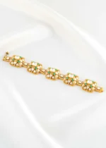 Green Gold Plated Moissanite Polki Bracelet- BRA002860 - Image 3
