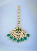 Green Kundan Mang Tika (Yellow Gold) ACC000967