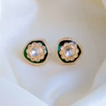 Green Meenakari Earrings (Yellow Gold) EAR000850