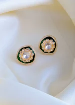 Green Meenakari Earrings (Yellow Gold) EAR000850 - Image 2