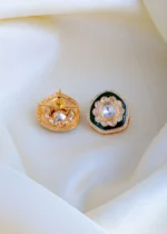 Green Meenakari Earrings (Yellow Gold) EAR000850 - Image 3