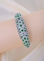 Green Mirage Statement Bracelet (Silver) BRA001884