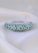 Green Mirage Statement Bracelet (Silver) BRA001884 - Image 2