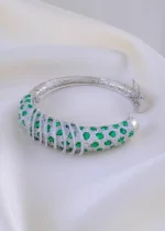 Green Mirage Statement Bracelet (Silver) BRA001884 - Image 3